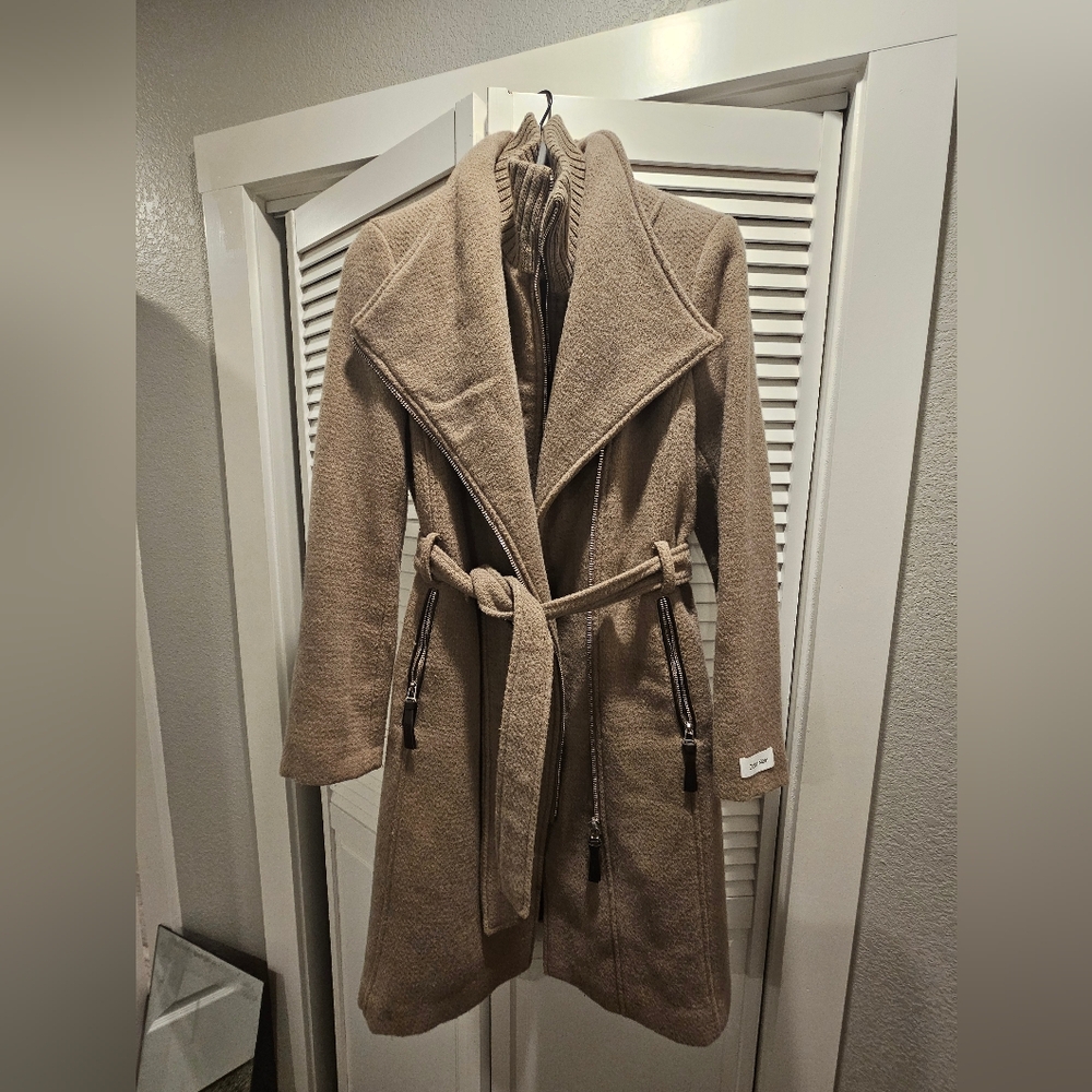 Calvin Klein Wool Wrap Zip Coat